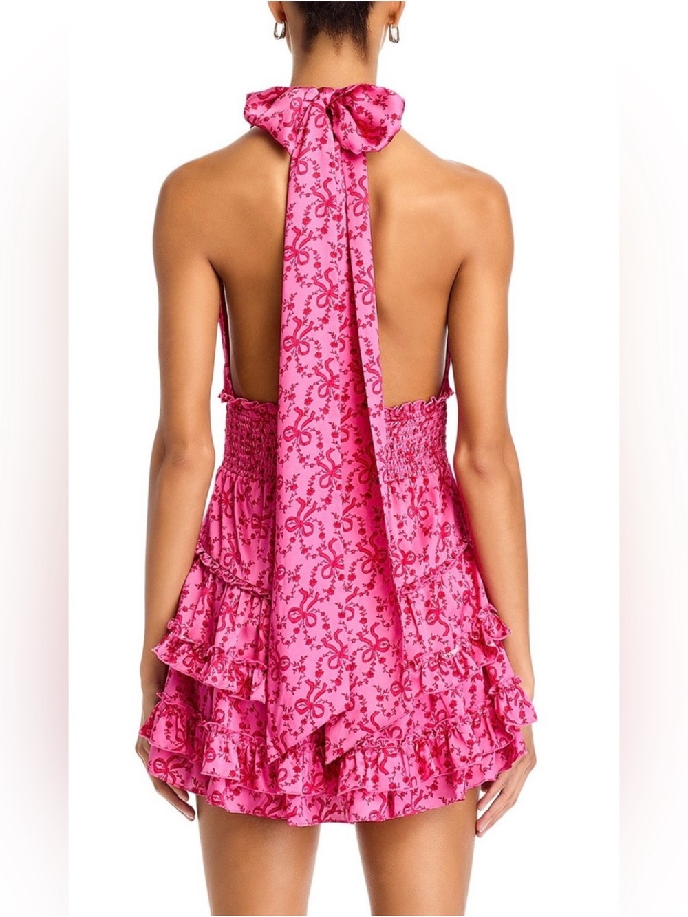 Pink Halter Ruffle Mini Dress - Picture 2 of 5
